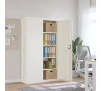 File cabinet White 105x40x180 cm Powder-Coated Steel 4 Shelves Lockable 2 Keys