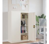 File cabinet White 90x40x140 cm Powder-coated Steel 2 adj. shelves Lock 2 keys