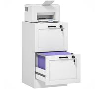 File Cabinet White MDF 2-Drawer Lockable A4 Filing Cabinet 40x40x71cm woodgrain
