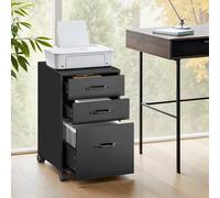 File Cabinet with 3 Drawers, Rolling Office Filing Cabinet with Wheels, for A4, Letter Sized Documents, Hanging File Folders, Industrial