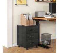 File Cabinet with 3 Drawers, Under Desk Mobile Filing Cabinet Black HOMCOM Black One Size