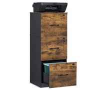 File Cabinet with Drawers for Home Office, Rustic Brown+Ink Black / 40 x 41 x 103 cm