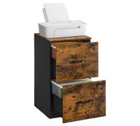 File cabinet with lockable drawers and adjustable hanging rails, Rustic Brown + Ink Black