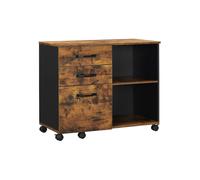 File Cabinet with Storage Compartment, Rustic Brown+black