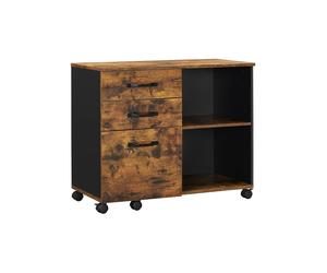 File Cabinet with Storage Compartment, Rustic Brown+black