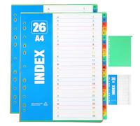 File Dividers, 2 Pack 26 Part A-Z Dividers A4 Coloured Plastic Folder Divider for Ring Binders Home School Office A4 Divider for Lever Arch Files Document File Organiser with 11 Holes