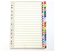 File Dividers A-Z 20 Part Alphabetical Index Tabs Punched Cards A4 Files Binder Divider for Office School Subject Folders Coloured Index Dividers 1 Pack