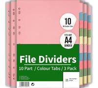 File Dividers A4, 10 Part Folder Dividers for Ring Binders & Lever Arch Files (3 Pack) Binder and Subject Dividers with Writeable Coloured Index Tabs - The Paper Shop