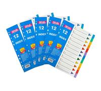 File Dividers A4, 5 Pack 12 Part Pastic A4 Folder Dividers 1-12 Part Dividers Ring Binders Index Dividers Colorful Plastic Folder Dividers for Office School Home Files Dividers