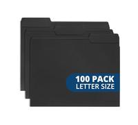 File Folder, 1/3 Cut Tab, Letter Size, Great for organizing and Easily File Storage, 100 Per Box (Standard Black)