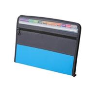 File Folder 13 Layer Waterproof Double Zipper Folder A4 Document Package Student Office Stationery Supplies(Blue)