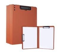 File Folder 5 Pcs A4 Folder with Double Clips Can Be Folded Writing Pad Data Storage Office Supplies(Orange)