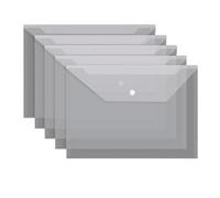 File Folder A4 Button File Bag Student Test Paper Transparent Document Storage Office Data Contract Folder Snap Pouch(White)