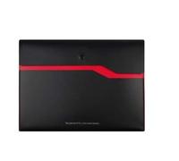 File Folder A4 File Envelope Folder Double-Layer Plastic Clip with Snap Fastener Document Organizer for School Home Office(Red)