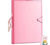 File Folder Art Portfolios 17.3"x11.8", Display 60 Pages Large Portfolio Folder, A3 Portfolio Folder with Clear Sheet Protectors, for Document Organizer Document Folder(Rose)