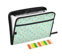 File Folder Expandable 13 Pockets A4 Letter Size Folder with Pockets with Zipper Closure for Newspaper Office School Supplies Organizer Gold Hearts Mint Green