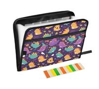 File Folder Expanding 13 Pockets A4 Letter Size Folder with Pockets with Zipper Closure for Nurse Office Document Organizer Cute Dinosaur Cartoon Halloween Witch Spiders Web