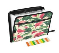 File Folder Expanding 13 Pockets A4 Letter Size with Zipper Closure for Office Supplies Chic Red Calla Lily para guardar