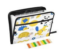 File Folder Jackets 13 Pockets A4 Letter Size with Zipper Closure for Business Animal Panda Turtle Yellow White para guardar documentos