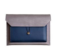 File Folder Leather File Bag A4 Paper Folder Information Business Briefcase Bill Storage(Blue)