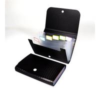 File Folder Mini Button Organ Bag A6B8 Multi Layer Document Pouch Game Driving Licence Coin Coin Bank Card Storage Bag(Black 2)