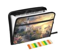 File Folder Pockets A4 Size Hanging File Pocket with Pockets for Architect Meeting Sunset Seaside Haven Lighthouse Blooms Sailing Dreams