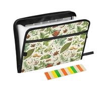 File Folders 13 Pockets A4 Letter Size Document Folder with Zipper Closure for Office Workers Home Travel Cards Storage Container Herbs and Spices Green