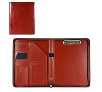 File Folders A4 Leather Folder with Zipper Zippered Portfolio with Clipboard Suitable for Birthday Gift Folders(Rot)