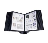 File folders, Adjustable Desk Flip File Holder, 10 and 20 Display Pockets, Letter-Size, Wall Mount Reference Organizer, for Office and Storage A4 Documents, Black Base(10 Pages)