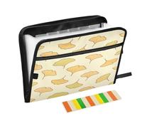 File Folders Expanding 13 Pockets A4 Letter Size with Zipper Closure for School Home Office Classroom Beige Cartoon Ginkgo Biloba Leaves organizador