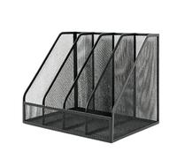 File Holder For Desk - 4 Compartments Metal Vertical Divided Folder, Office