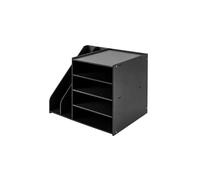 File Holder Organizer 4+2 Tier, PVC Document Mail Sorter Holds Files Books Envelopes(Black)
