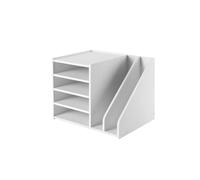 File Holder Organizer 4+2 Tier, PVC Document Mail Sorter Holds Files Books Envelopes(White)