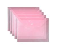 File Holder Organizer A4 Button File Bag Student Test Paper Transparent Document Storage Office Data Contract Folder Snap Pouch Expansion Pocket(Pink)