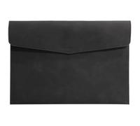 File Holder Organizer A4 Leather File Folder Simple Big Capacity Document Bag Fashion Briefcase Data Contract Bill Office Paper Organizer Expansion Pocket(Black)