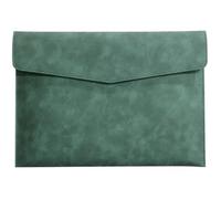 File Holder Organizer A4 Leather File Folder Simple Big Capacity Document Bag Fashion Briefcase Data Contract Bill Office Paper Organizer Expansion Pocket(Green)