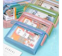 File Jacket A4 Layer Mesh Zipper Folder Easy to Carry File Document Holder Double Storage Bag for School Office usece Expanding File Folder(Pink)