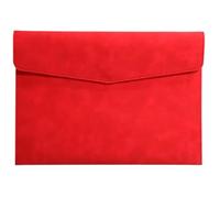 File Jacket A4 Leather File Folder Simple Big Capacity Document Bag Fashion Briefcase Data Contract Bill Office Paper Organizer Expanding File Folder(Red)