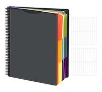 File Organiser, Black File Folder 24 Pocket Project Organizer with 12 Dividers and Writable Labels