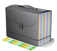 File Organiser Box Files Folder Document Organiser with Handle,25 Pockets Portable Document Folders for Paperwork A4,Concertina File Expanding Filing Box Paper Organiser for Office School Home,2x Tabs