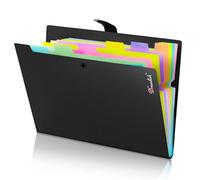 File Organiser Folder - 10 Pockets A4 Expanding File Folder Holds 200-350 Sheets - Colorful Pockets Document Organiser - Waterproof & Tear Resistant Black Folder - Easy to Carry A4 Folders Organiser