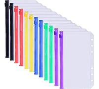 File Organizer Aasjbofa Binder Pockets A5/ A6 Loose Leaf Bag Clear Zipper Folders For6- Ring Notebook Pouch Document Filing Bags Folders Paperwork(12Pack-A5Size)