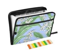 File Organizer Expanding 13 Pockets A4 Letter Size with Zipper Closure for Hanging File Folders Art Lily of The Valley Neutral expando