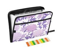 File Organizer Folder 13 Pockets A4 Letter Size with Zipper Closure for Folders for Documents Flower Pastel Lilac on A White expando