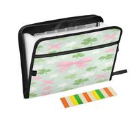 File Pocket Folder 13 Pockets A4 Letter Size with Zipper Closure for School Home Office Classroom Mint Green Clover para guardar