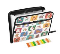 File Pocket Folders 13 Pockets A4 Letter Size with Zipper Closure for Paperwork Merry Christmas White Snowman Checker para guardar