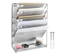 File Rack 5 Tier Wall Mounted Organizer for A4 Documents Storage Perfect for Office and Home Use silver