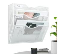 File Rack - Wall File Organizer | Wall Mount Storage, 3-Tier Metal Rack Tray Storage Box Sorter Divider - WallMount Desk Sorter For Desk Desktop Cubicle Home Classroom Teacher Door Bathroom