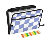 File Storage Organizer 13 Pockets A4 Letter Size with Zipper Closure for Hanging Expandable File Purple and White American Plaid para guardar