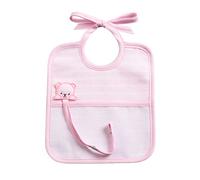 FILET - Bib Made of Soft 3D Polka Dot Effect Fabric with Dummy Holder and Pocket in Aida Cloth for Embroidery, Ideal for Babies, 100% Made in Italy, Pink and White Color